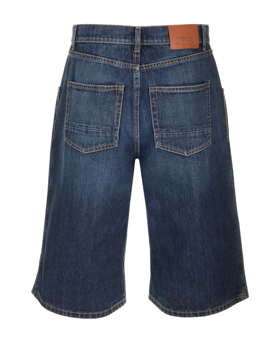 Alexander Mcqueen Denim Bermuda In Blue