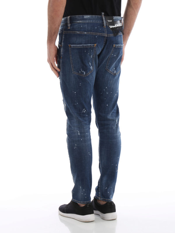 Dsquared2 Logo Details Jeans In Blue