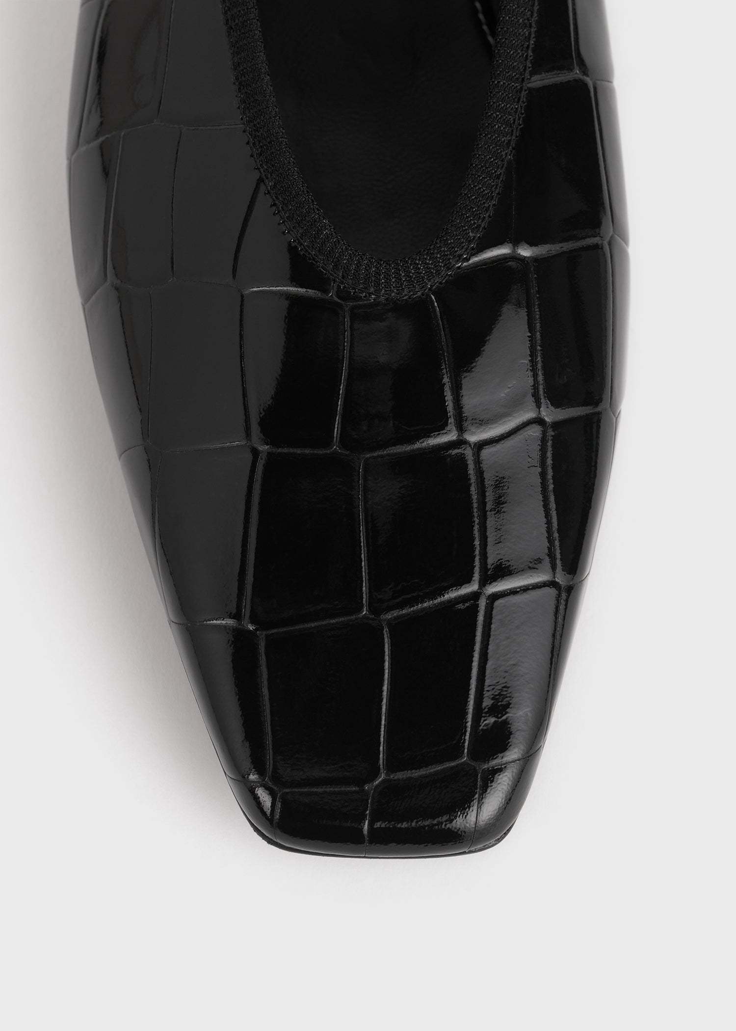 Totême Minimalist Croco-embossed Ballerinas Black