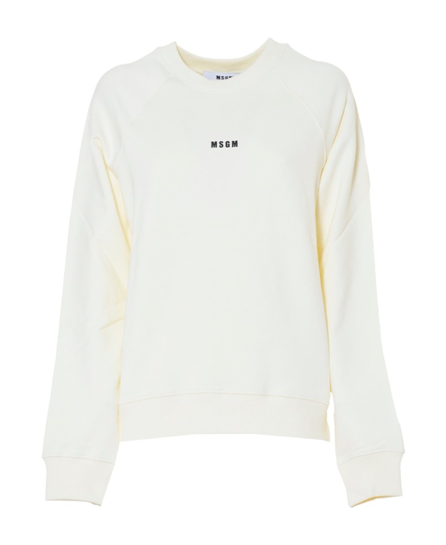 Msgm Logo Printed Crewneck Sweatshirt In White