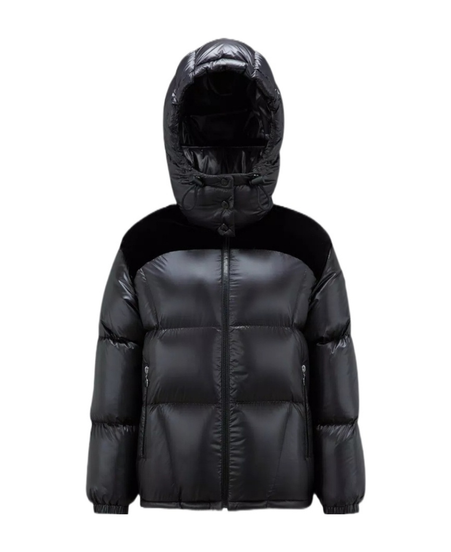 Moncler Meandre Velvet-panel Padded Jacket In Black