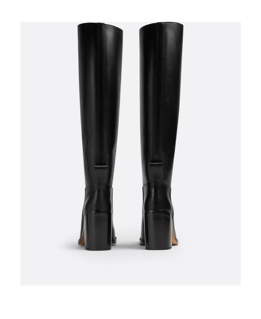 Bottega Veneta Leather High Shaft Block Heel Boots In Black