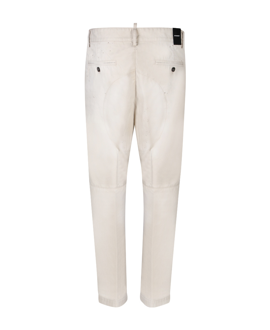Dsquared2 Men's Cotton Twill Trousers With Embroidery In White