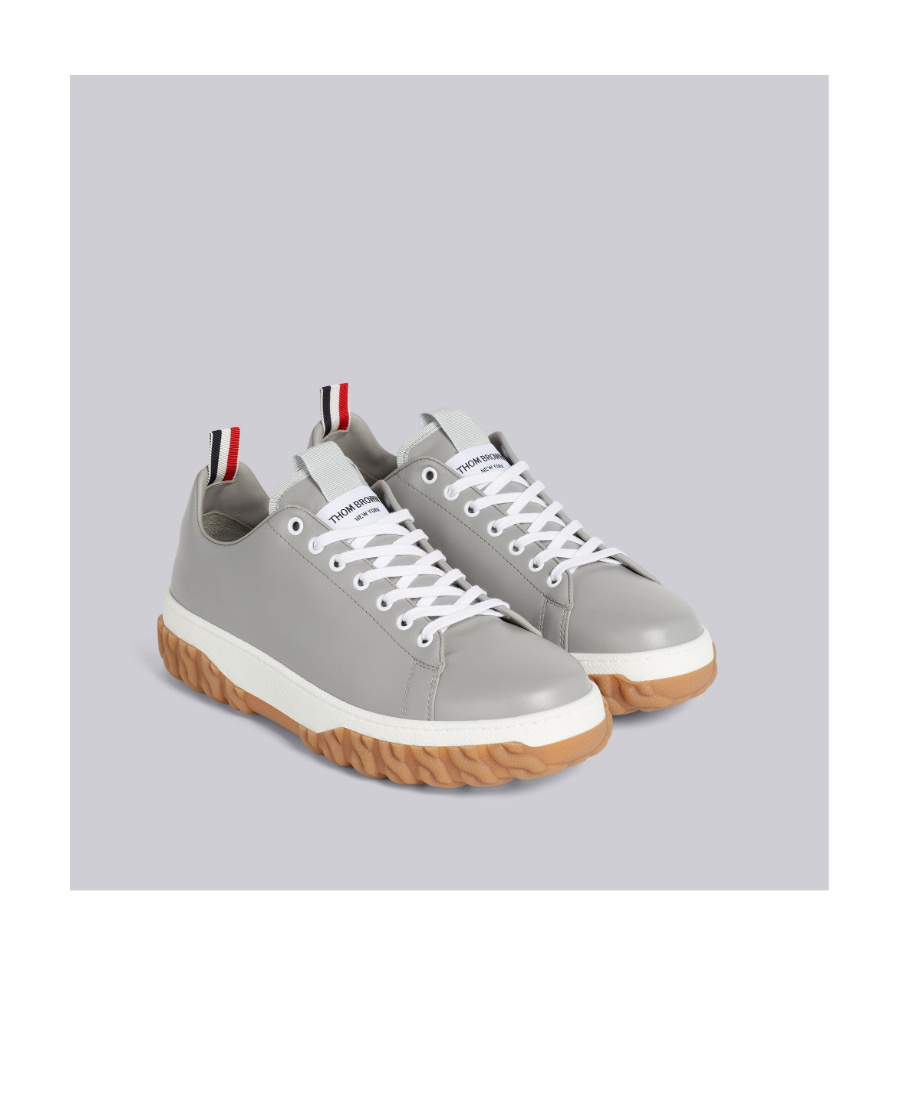 Thom Browne Court Lace-up Sneakers In Gray