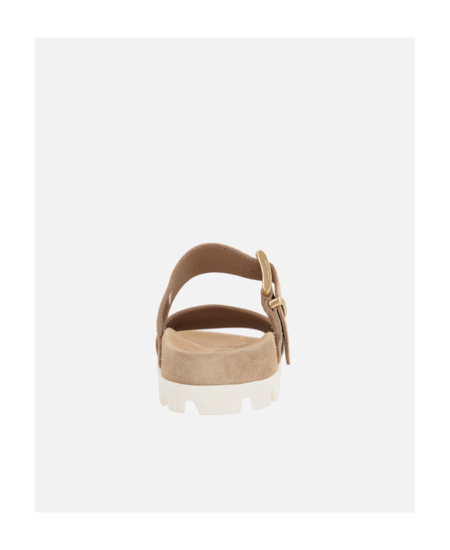 Miu Miu Buckled-strap Suede Sandals In Nude
