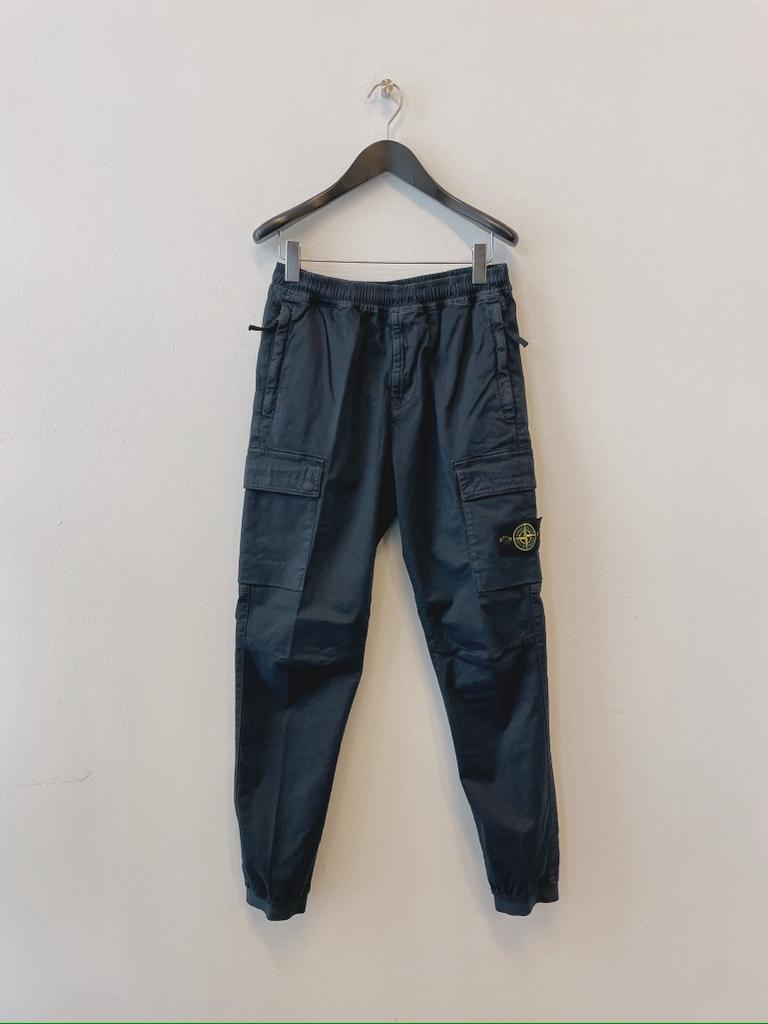 Stone Island Mens Navy Blue Brand-badge Tapered-leg Regular-fit Stretch-cotton Trousers In Blue