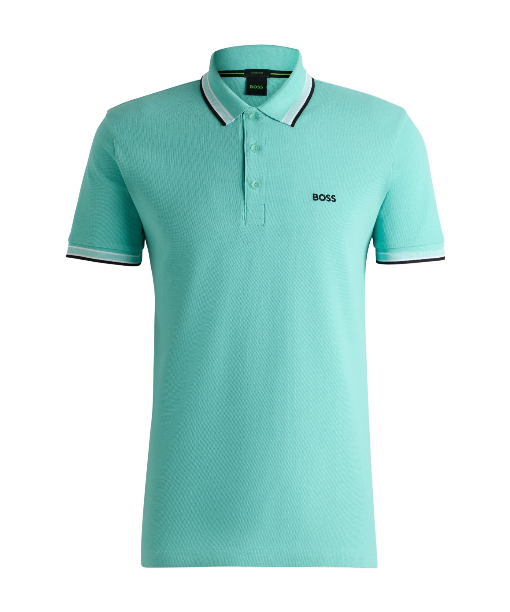 Hugo Boss Paddy Mens Cotton-pique Polo Shirt With Contrast Logo In Blue