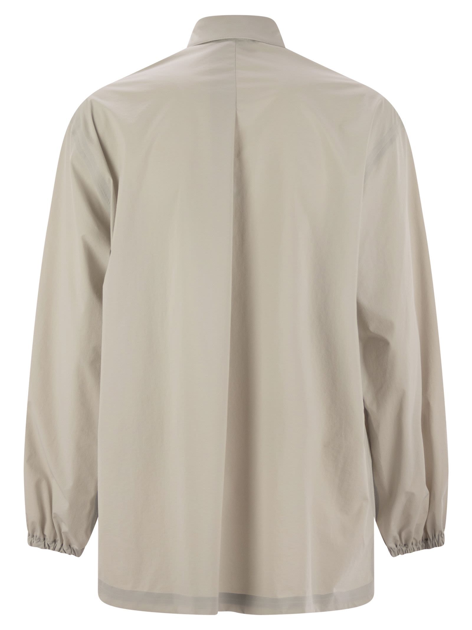 Herno Elasticated Cuff Textured Shirt In Gray