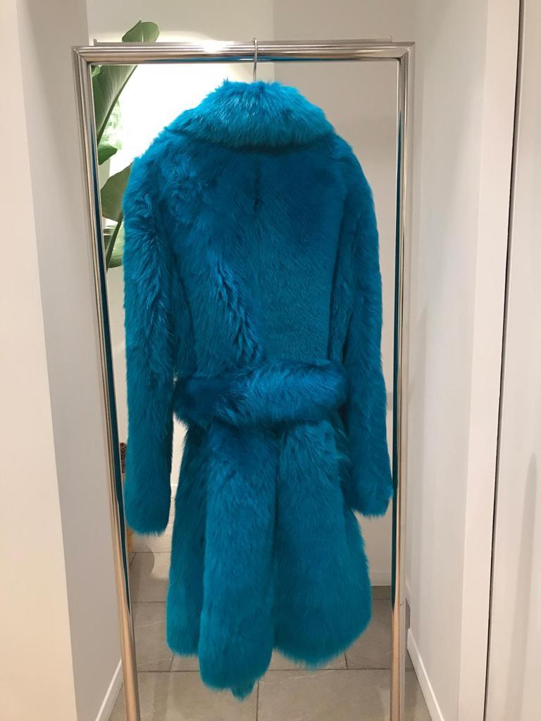 Bottega Veneta Shearling Coat In Blue