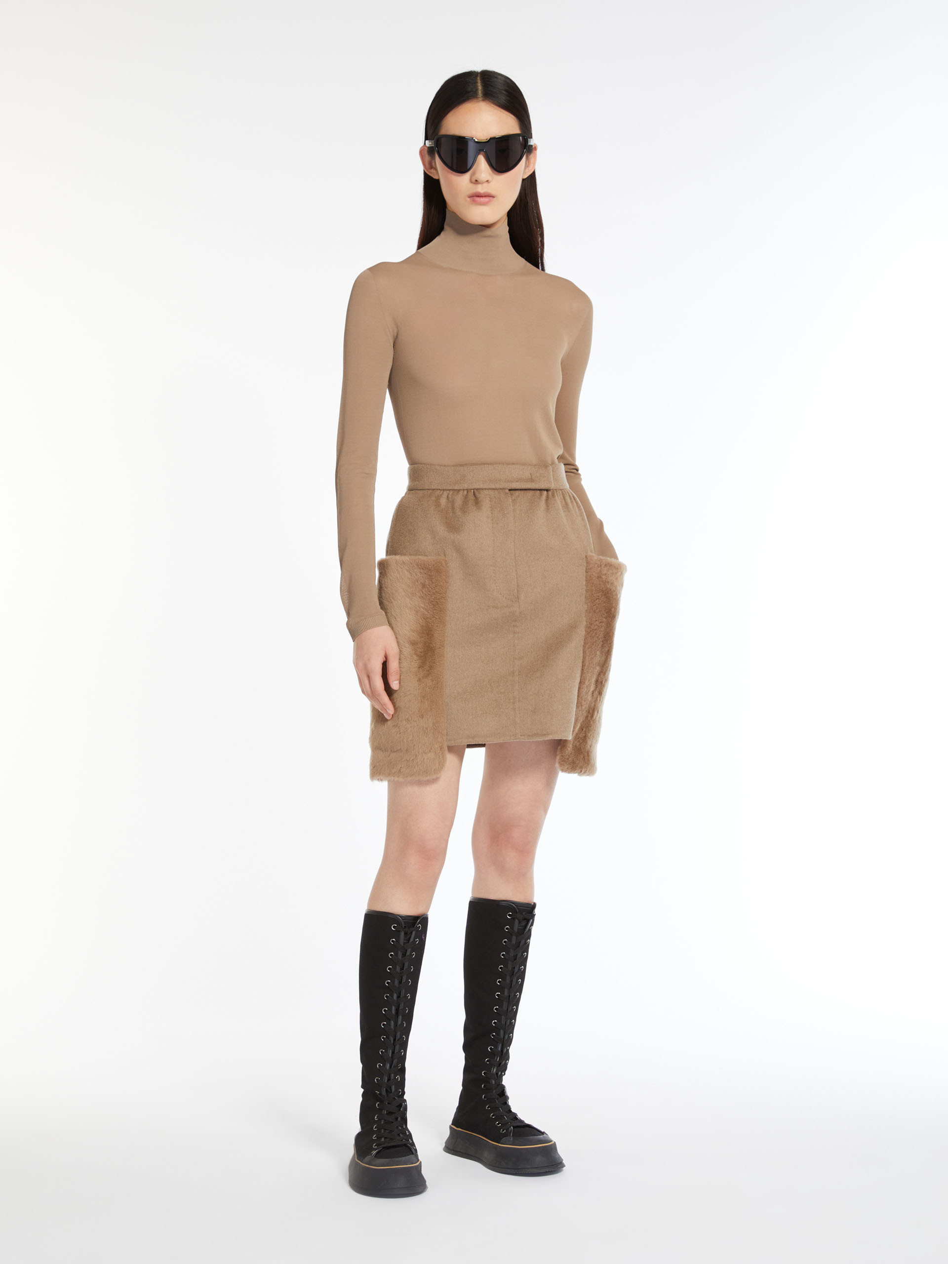 Max Mara High-necked Translucent Sweater In Nude