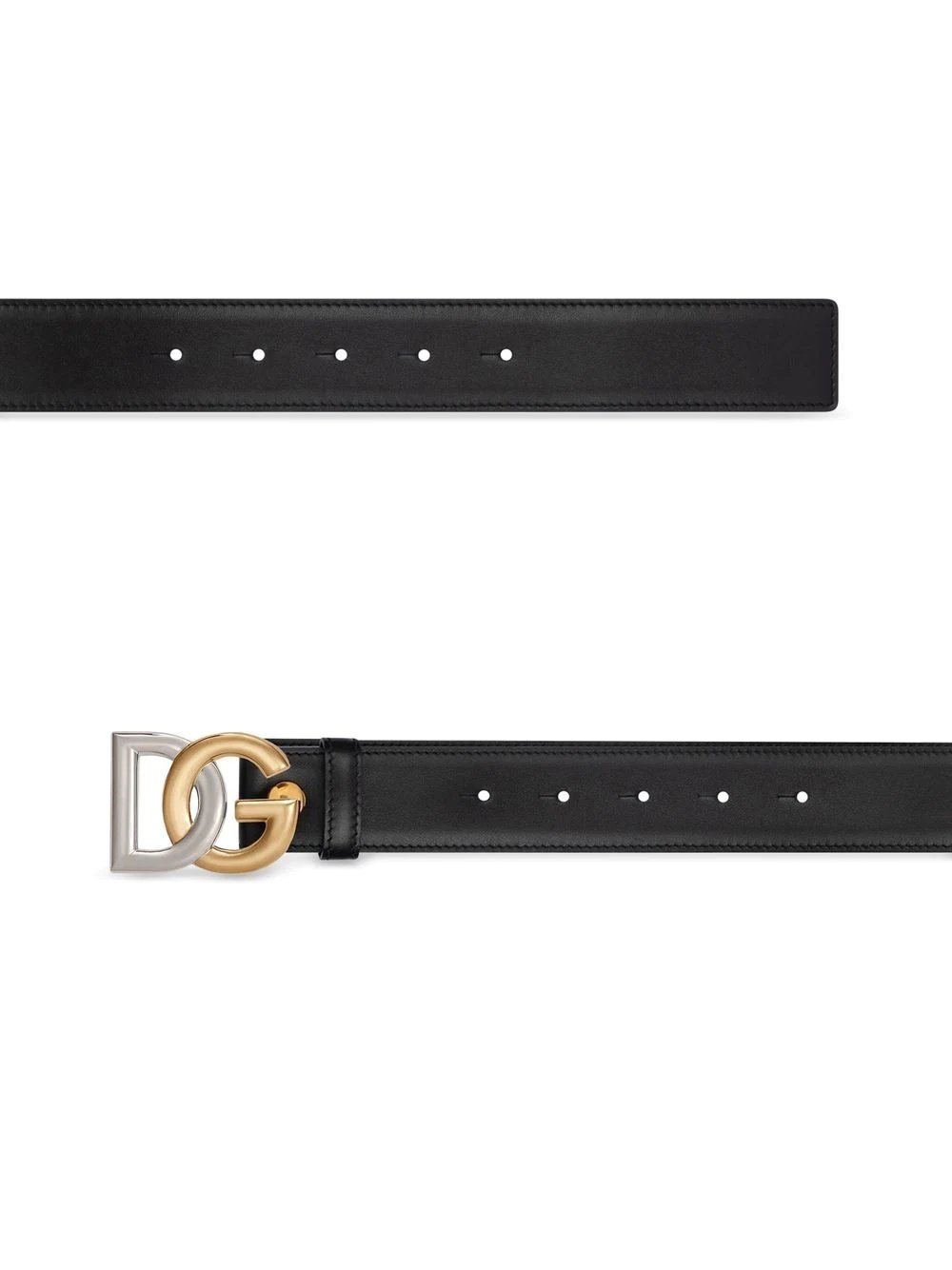 Dolce & Gabbana Calfskin Belt With Double-plated Dg Logo In Black