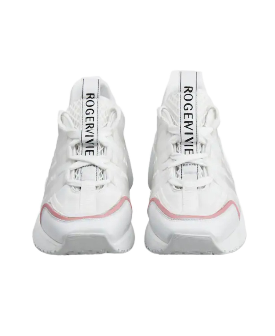 Roger Vivier Viv' Go Lace Up Sneakers In Technical Fabrics In White