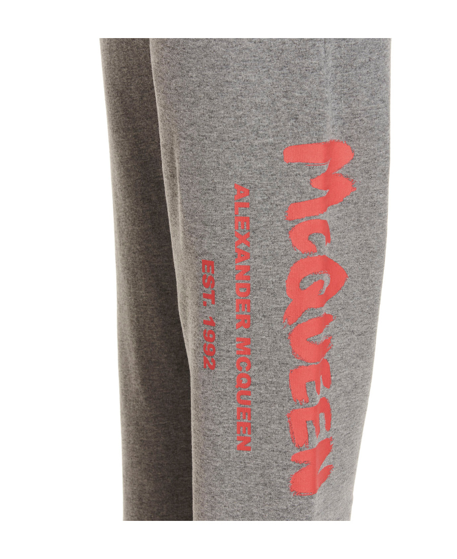 Alexander Mcqueen Logo Print Track Pants In Gray
