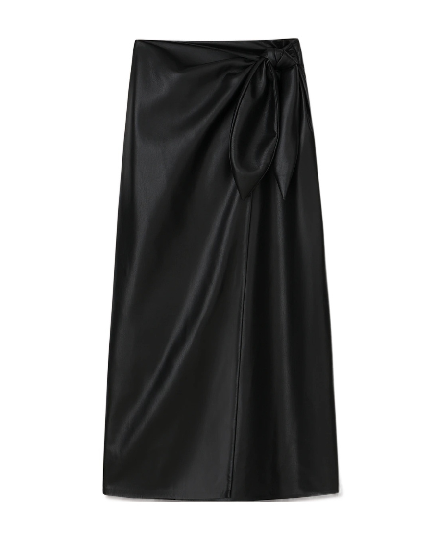 Nanushka Vegan-leather Wrap Skirt In Black