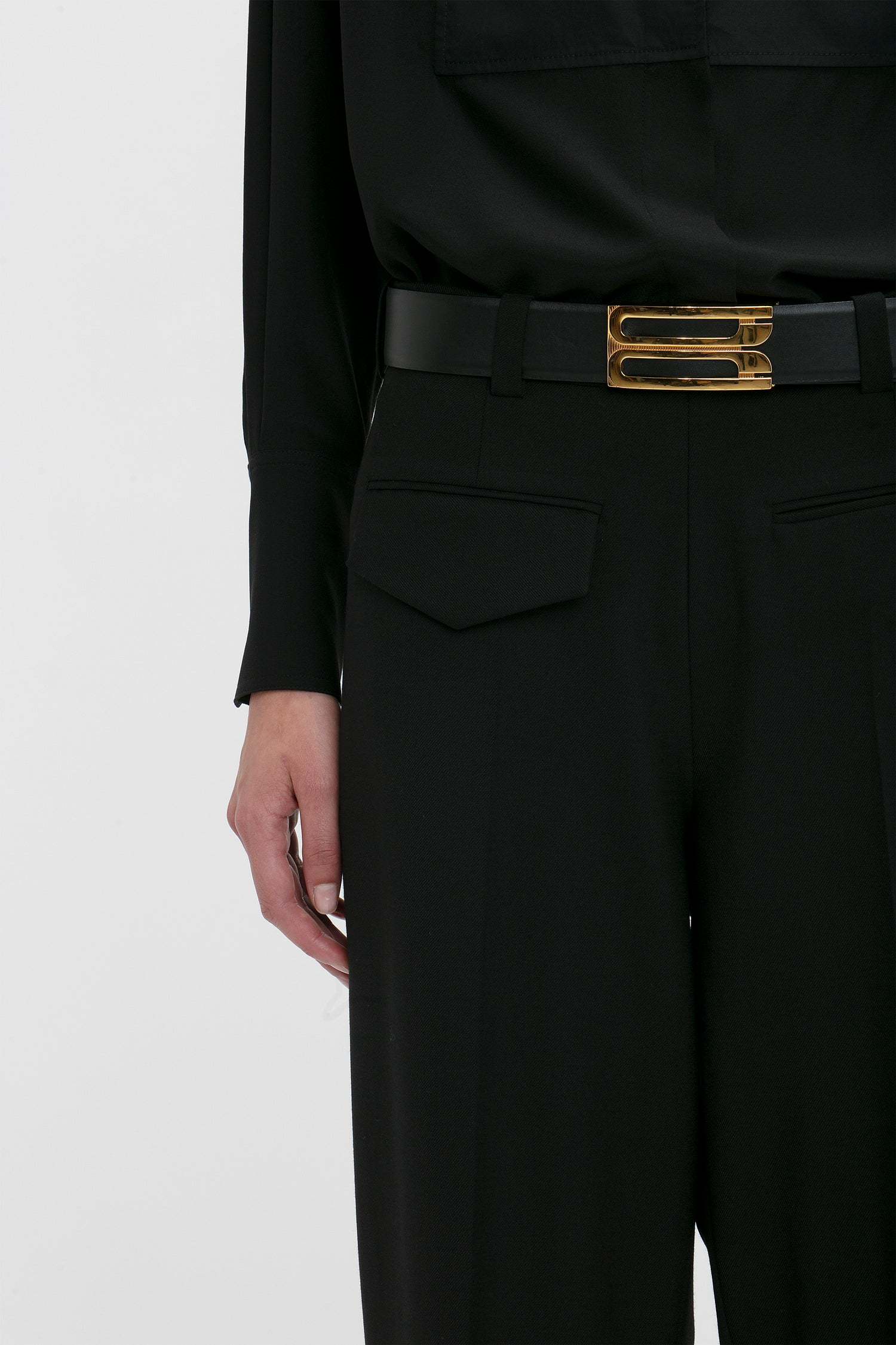 Victoria Beckham Casual Pants On The Reverse Side Of First Shearing Wool In Black