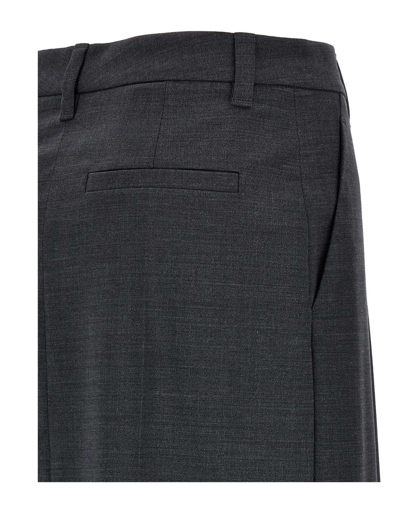 Brunello Cucinelli Women Sartorial Long Skirt In Virgin Wool Canvas In Black