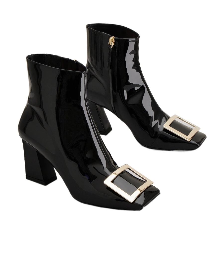 Roger Vivier Logo Square Ankle Boots In Black