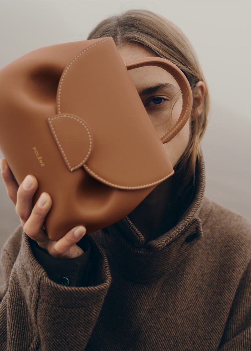 Polene Flap Shoulder Bag In Brown