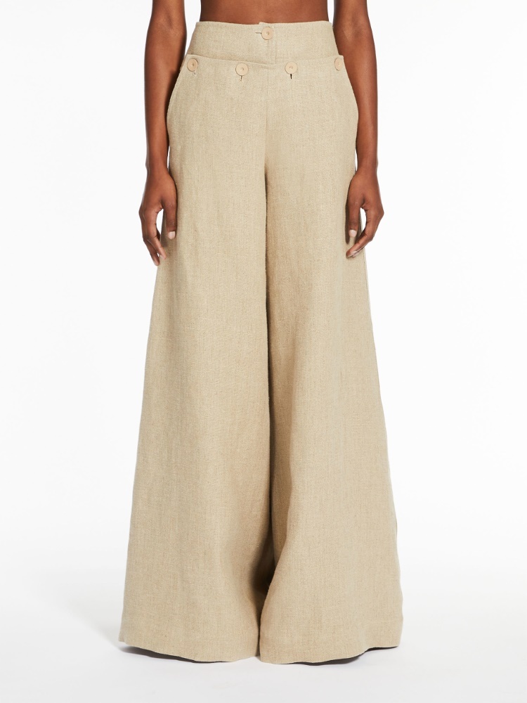 Max Mara Wide-legged Casual Pants In Brown