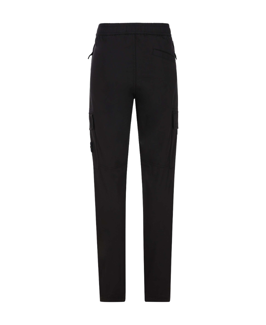 Stone Island Side Logo-patch Detail Trousers In Black