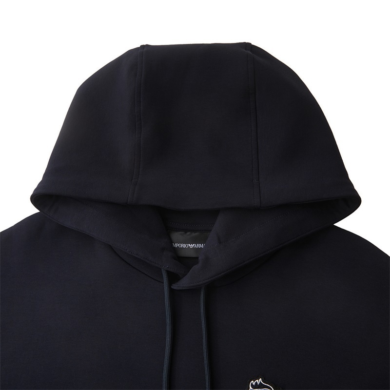 Emporio Armani Patch-detail Drawstring Hoodie In Black