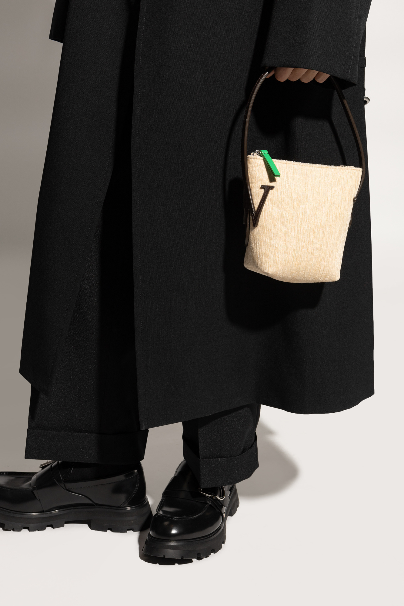 Jw Anderson Anchor Chenille Mini Top Handle Bag In Nude