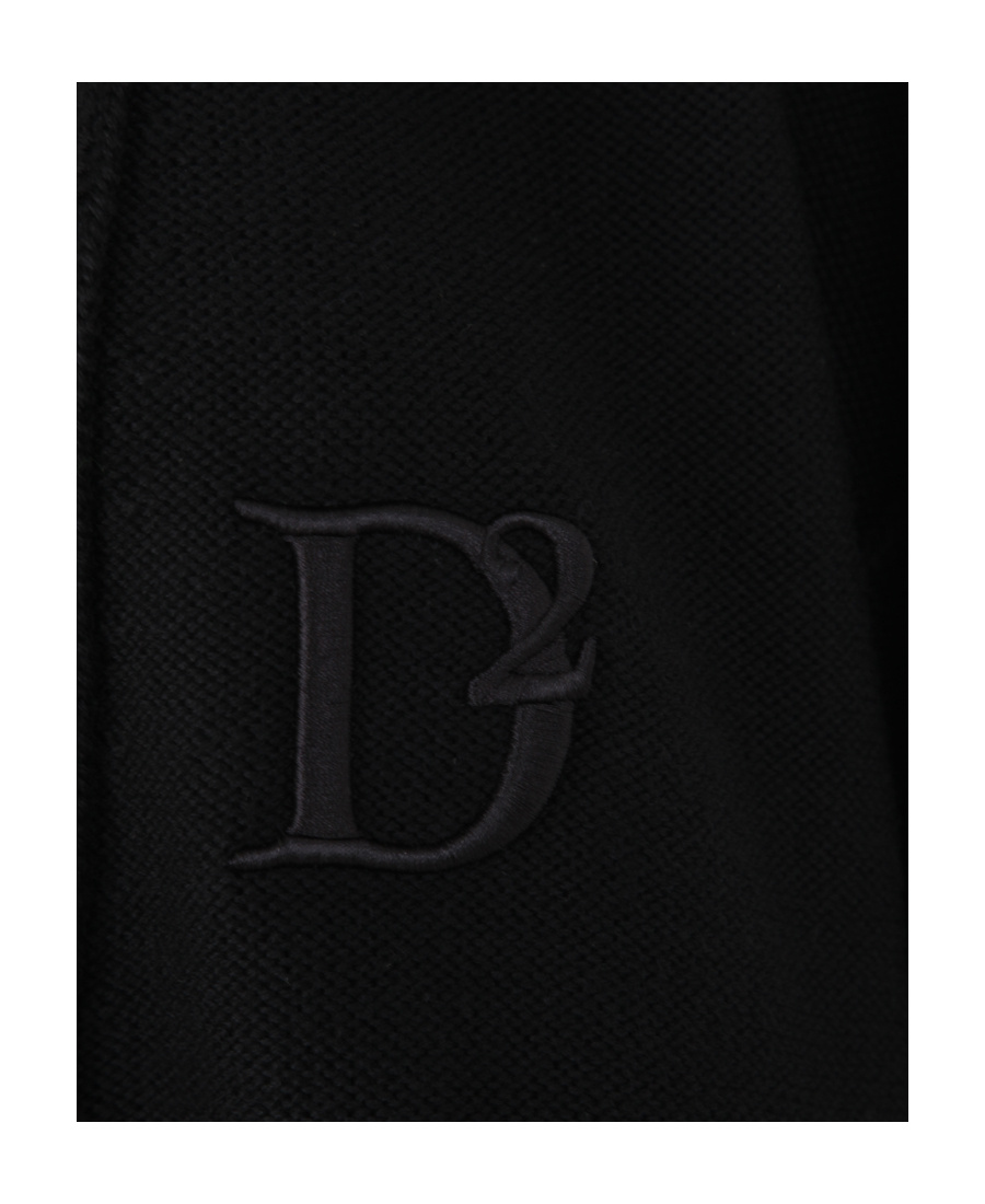 Dsquared2 Embroidered-logo Virgin Wool Cardigan In Black