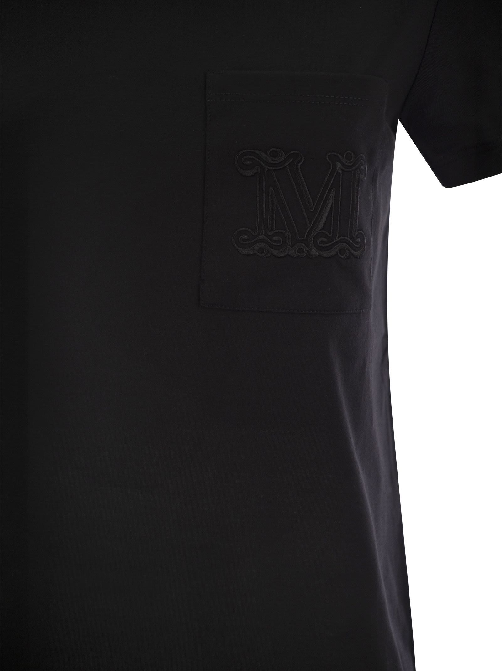 Max Mara Papaia Logo Cotton T-shirt In Black