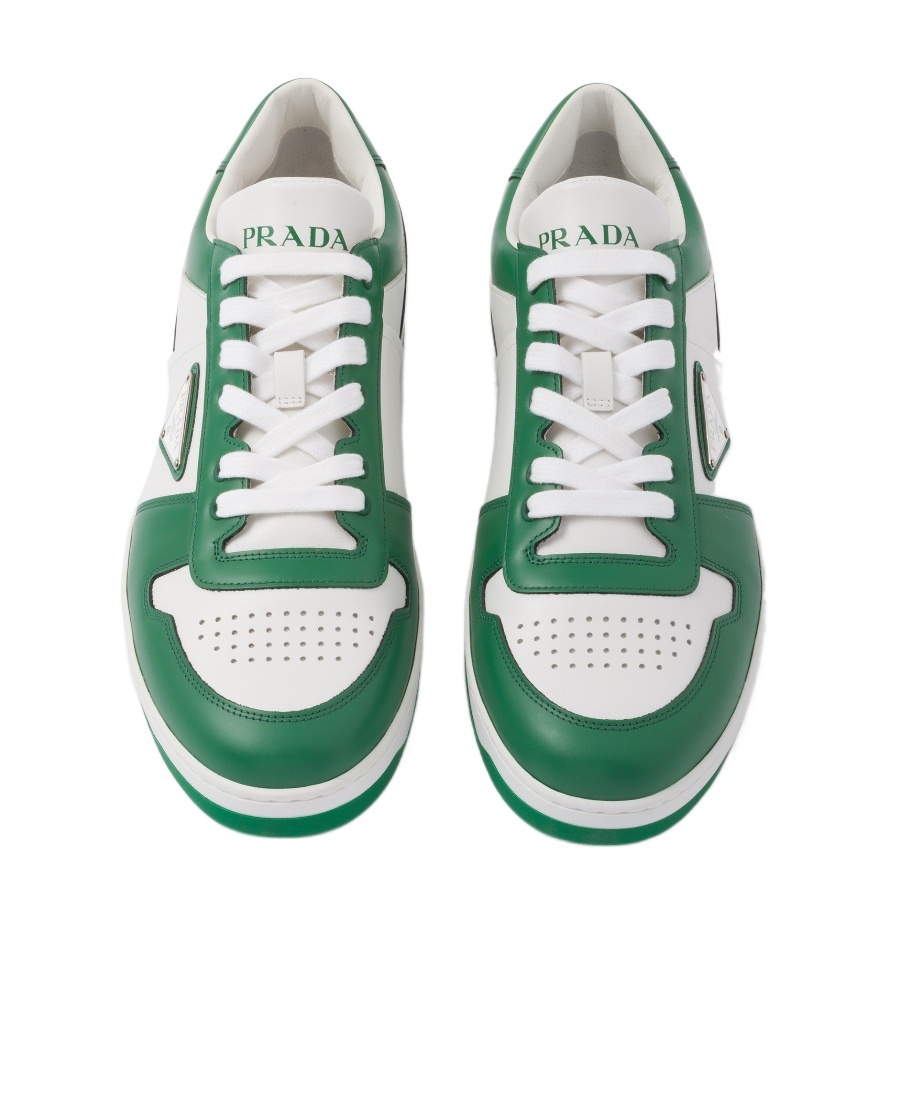 Prada Downtown Leather Sneakers In White