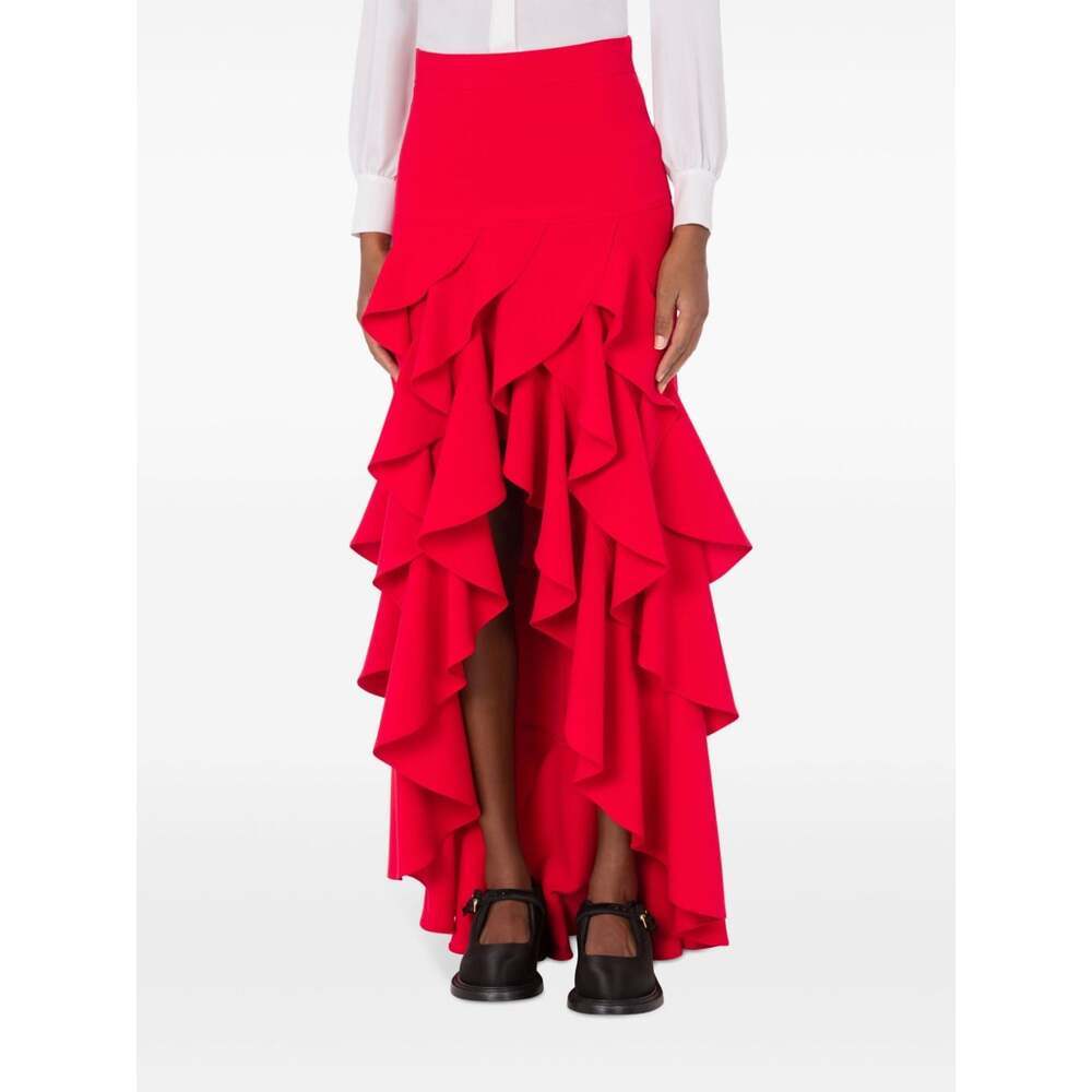 Moschino Asymmetric Skirt With Ruffles In Red