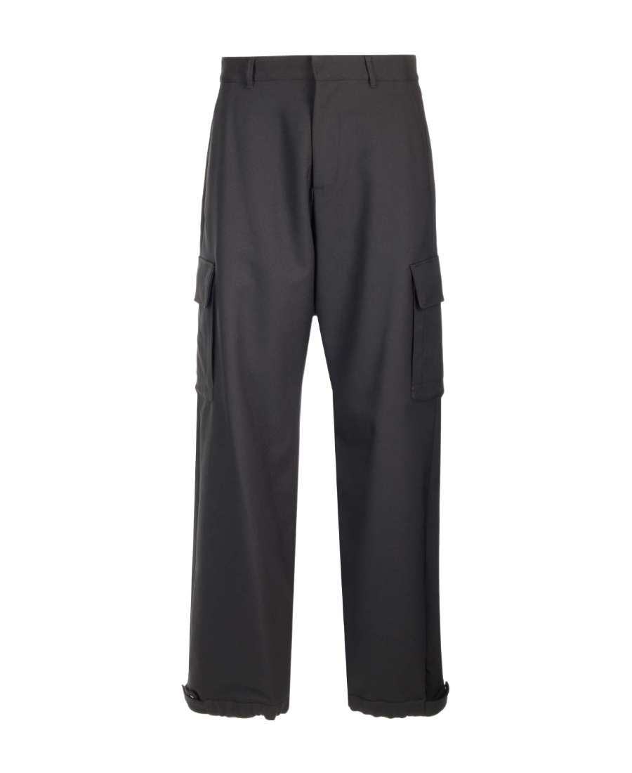 Off-white Wide-leg Wool-blend Trousers In Black