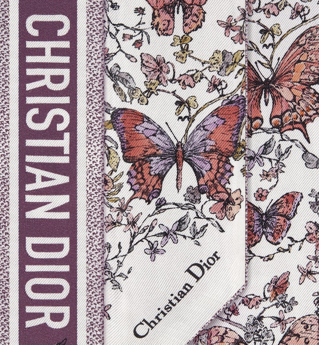 Dior Pattern Silk Scarf In Gray