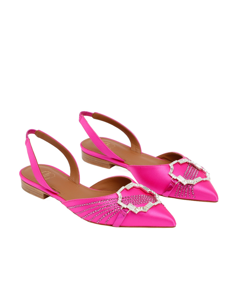 Shop Malone Souliers Crystal-embellished Ballerina Shoes In Pink