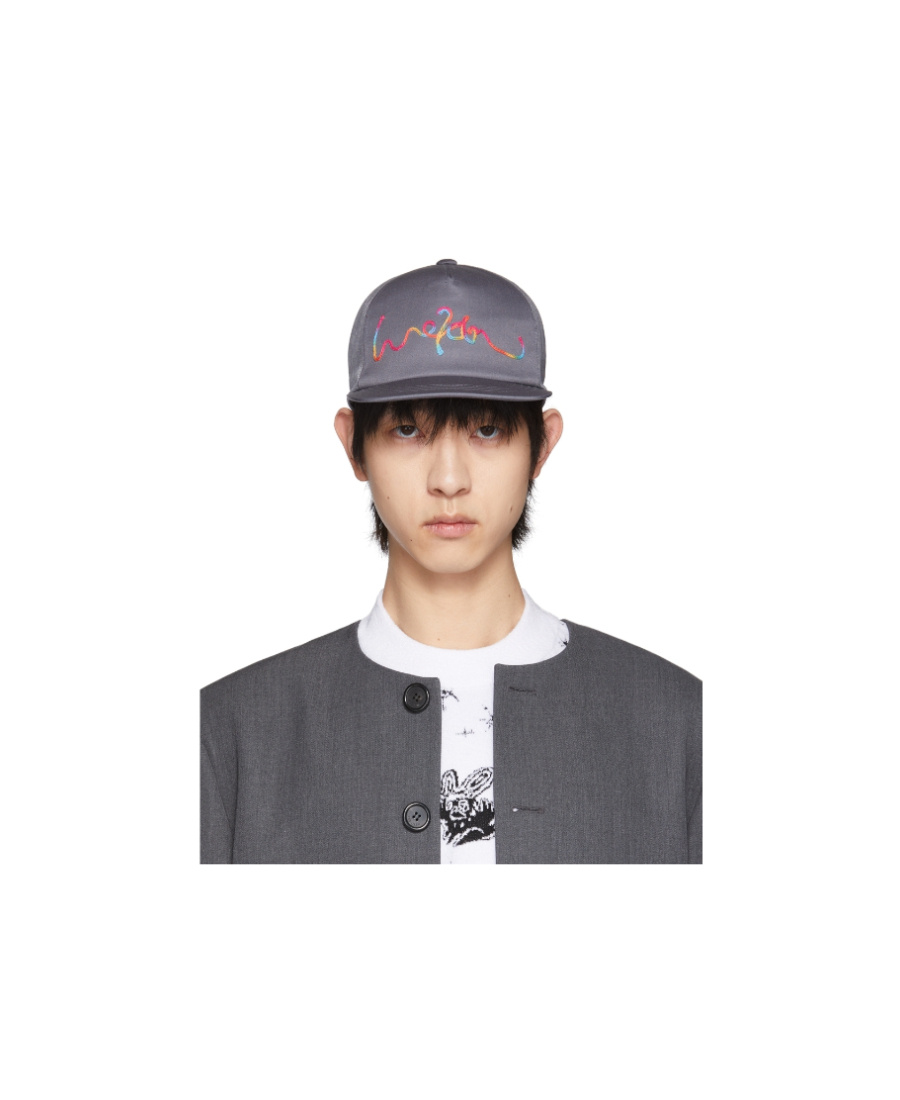 We11 Done Grey Mesh Logo Embroidery Cap In Black