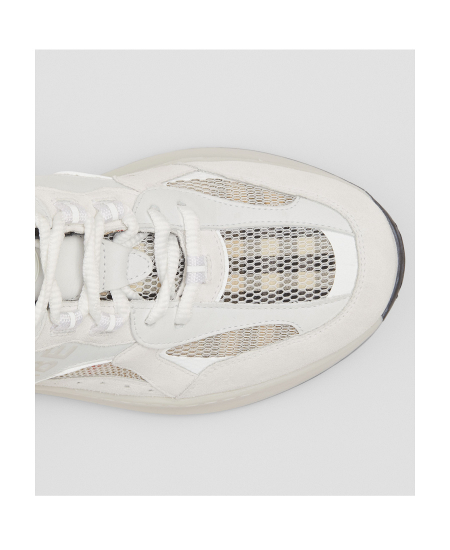 Burberry Men's Sean Vintage Check Mesh Chunky Sneakers In White