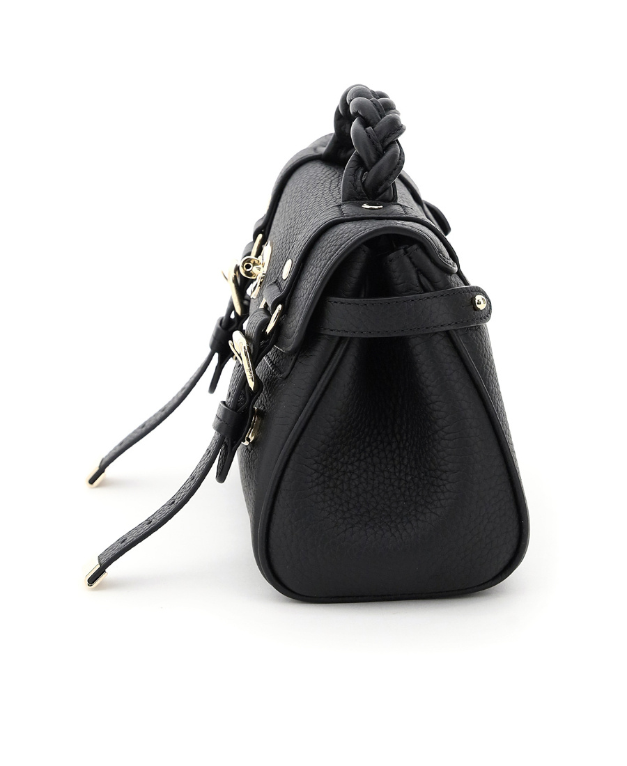 Mulberry Black Leather Mini Alexa Heavy Grain Top Handle Bag