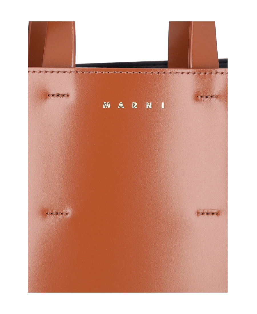 Marni Mini Museo Tote Bag In Brown