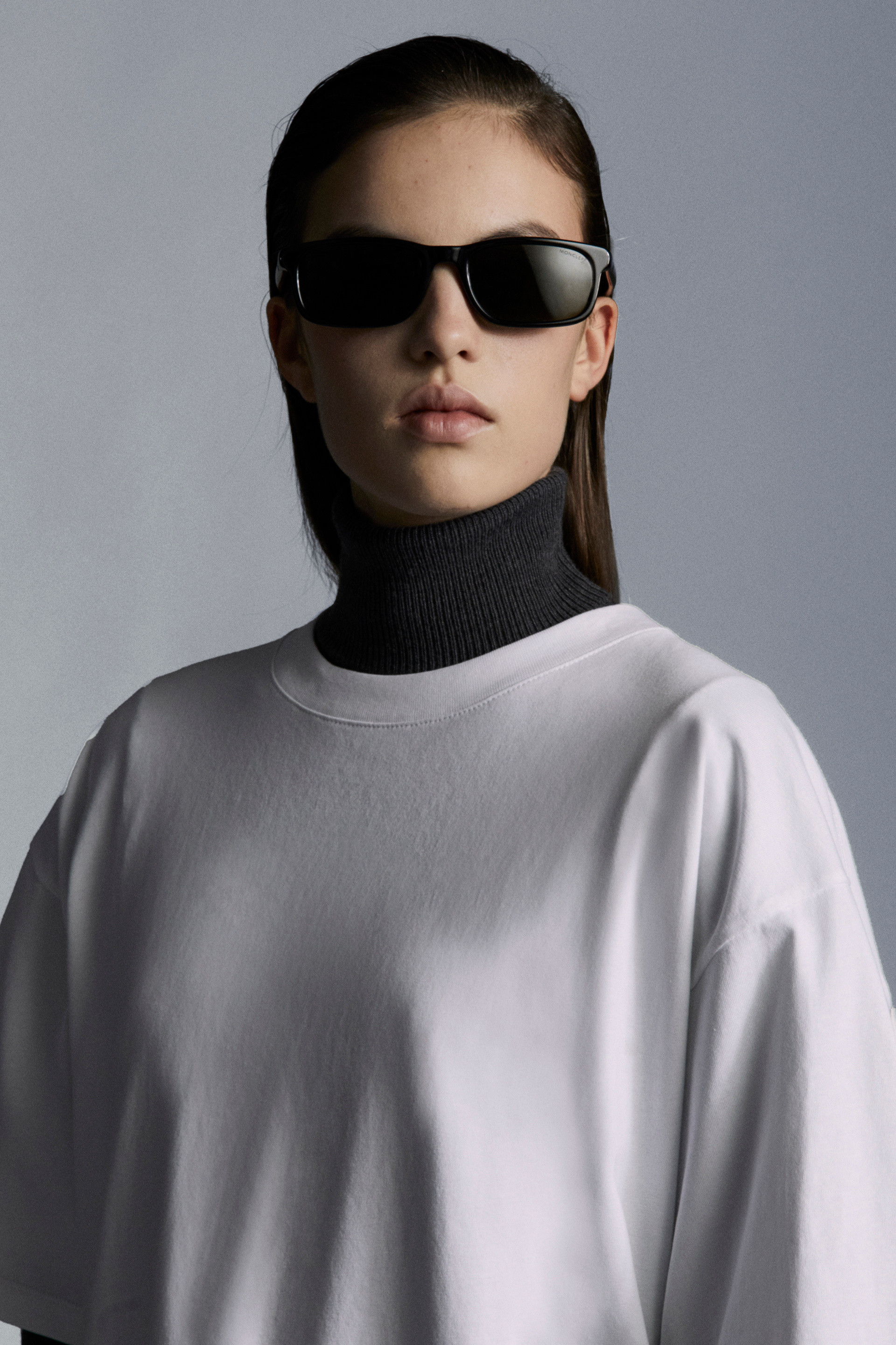 Moncler Round Collar Logo T-shirt In White