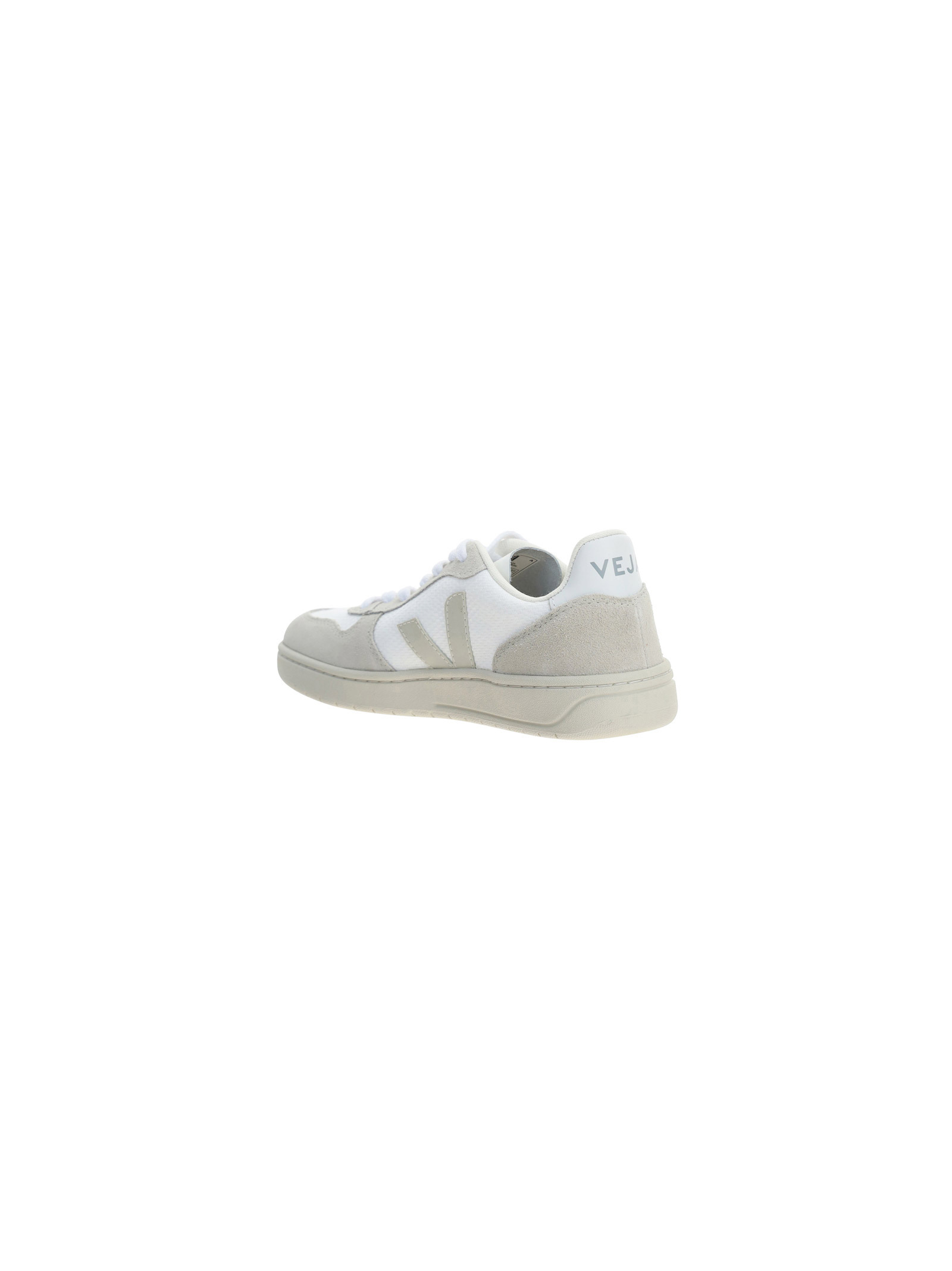 Veja V-10 Leather-trimmed Mesh And Suede Sneakers In White