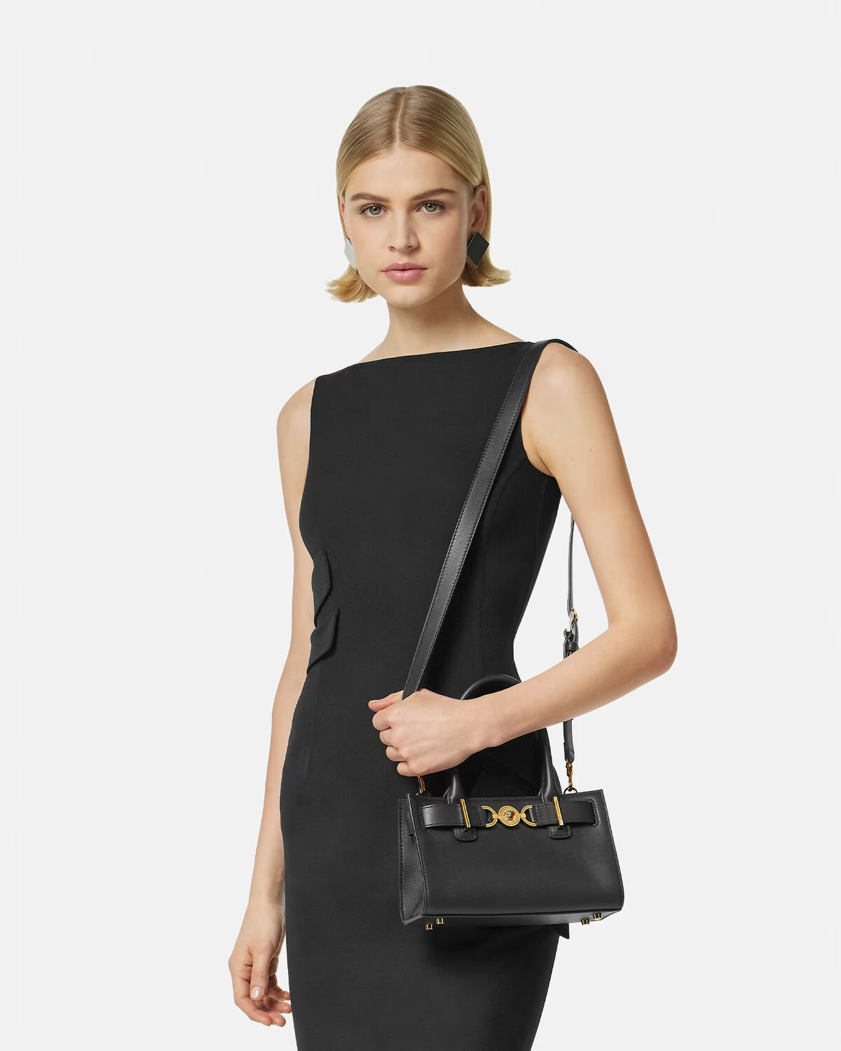 Versace Medusa 95 Large Leather Tote Bag In Black