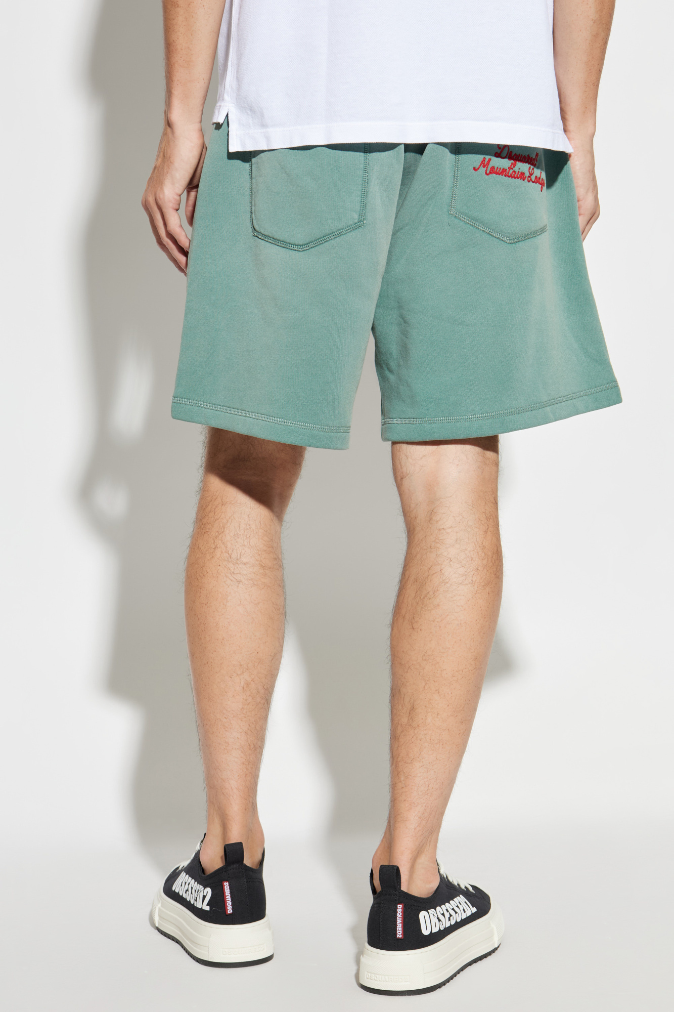 Dsquared2 Logo-embroidered Cotton Shorts In Green