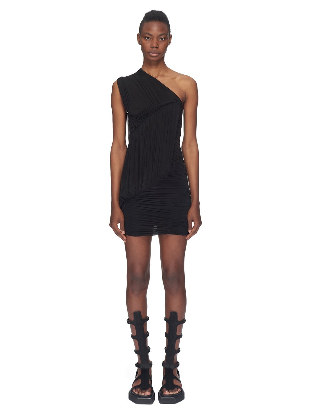 Shop Rick Owens One-shoulder Mini Dress In Black
