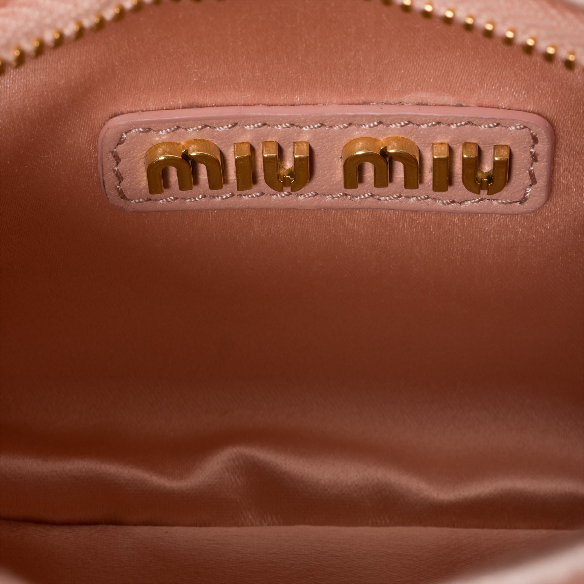 Miu Miu Wander Matelassé Satin Mini-bag In Pink