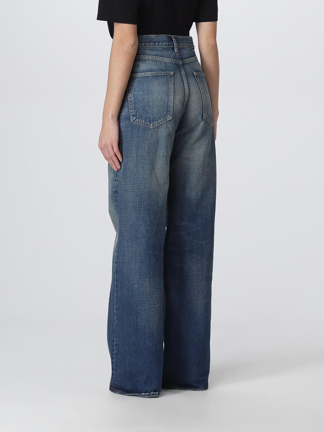 Saint Laurent High-waisted Bootcut Jeans In Blue