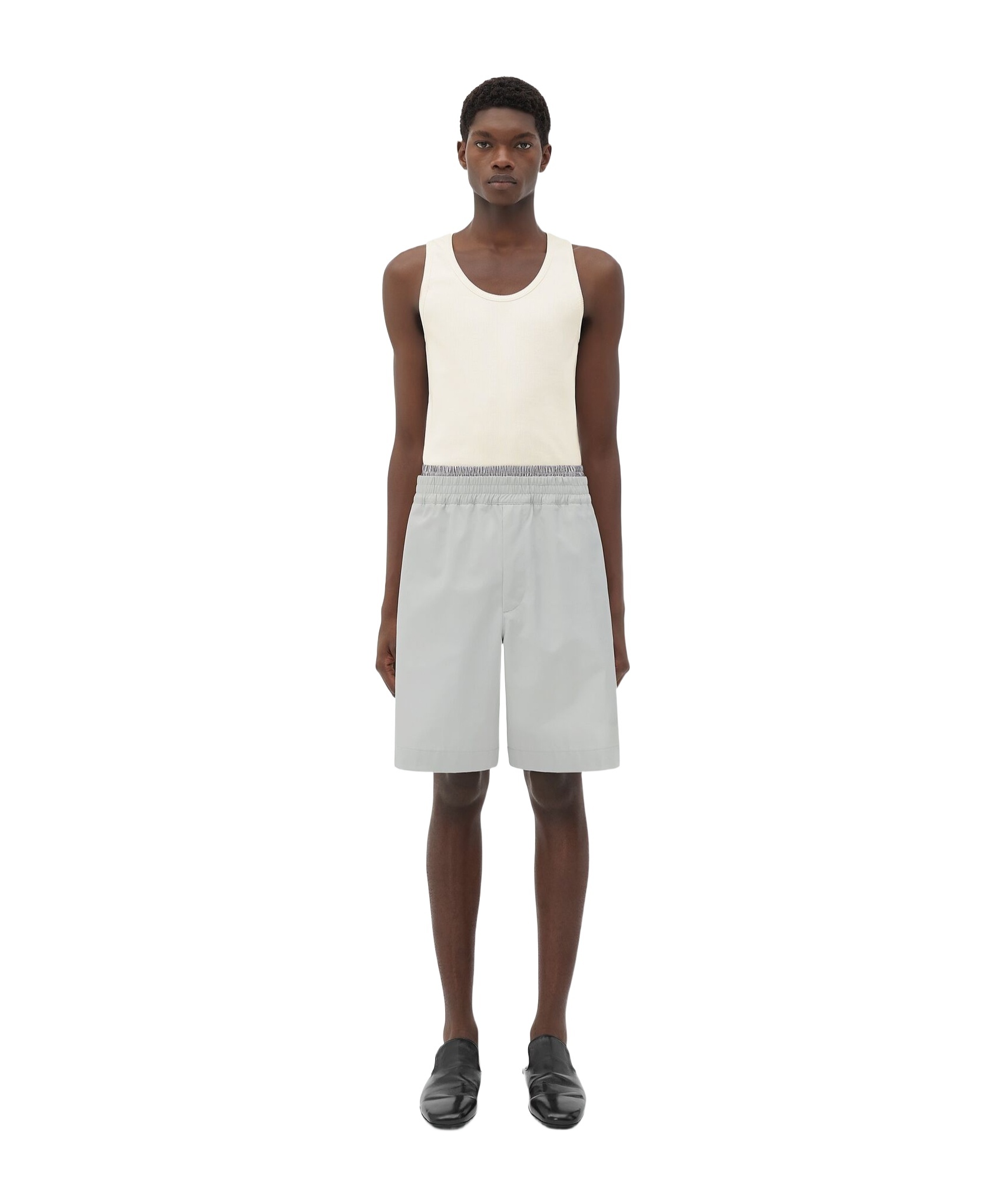 Bottega Veneta Layered-effect Cotton Shorts In Gray