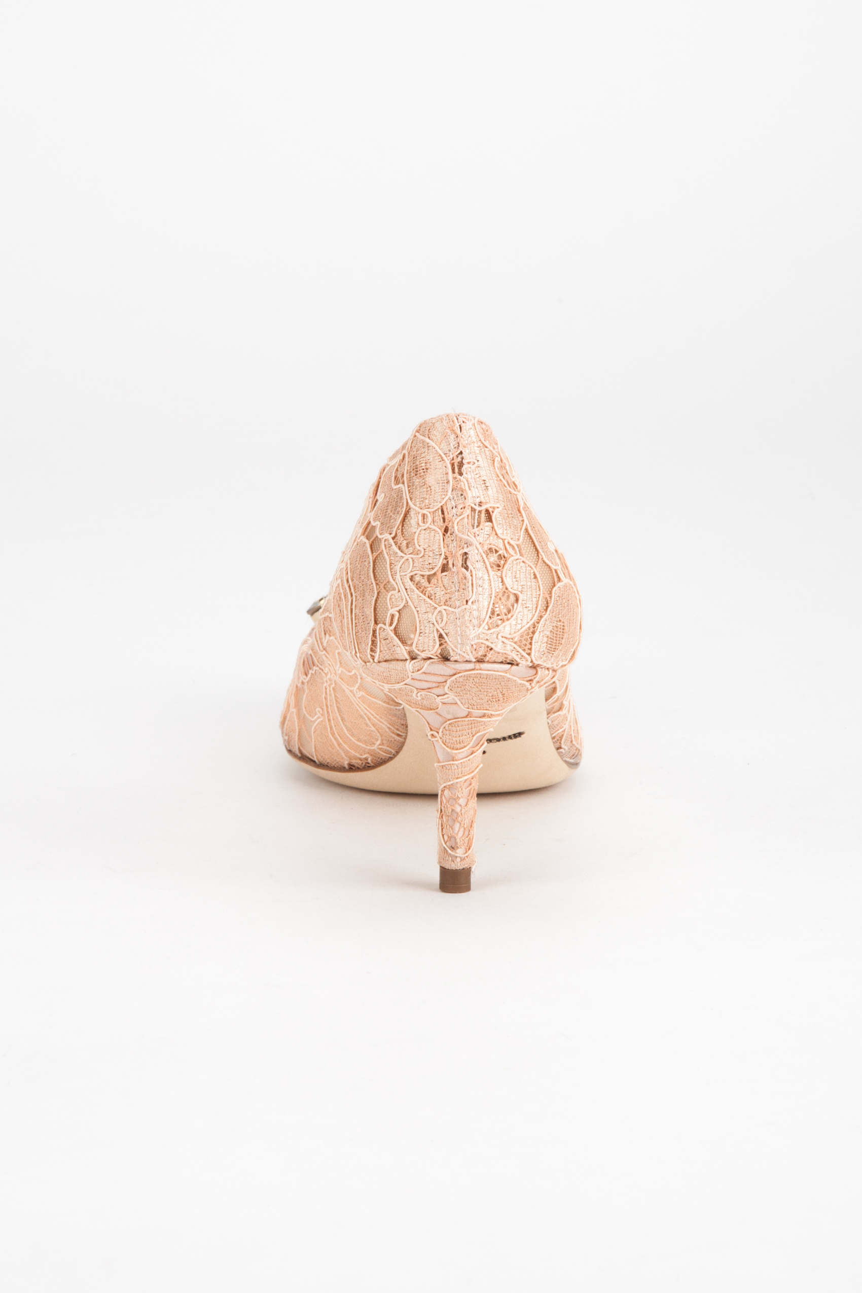 Dolce & Gabbana Lace Rainbow Pumps With Brooch Detailing Shoes In Nude
