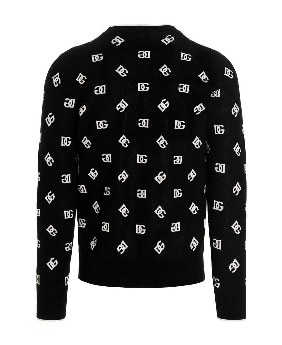 Dolce & Gabbana Dg-logo Jacquard Wool-silk Jumper In Black
