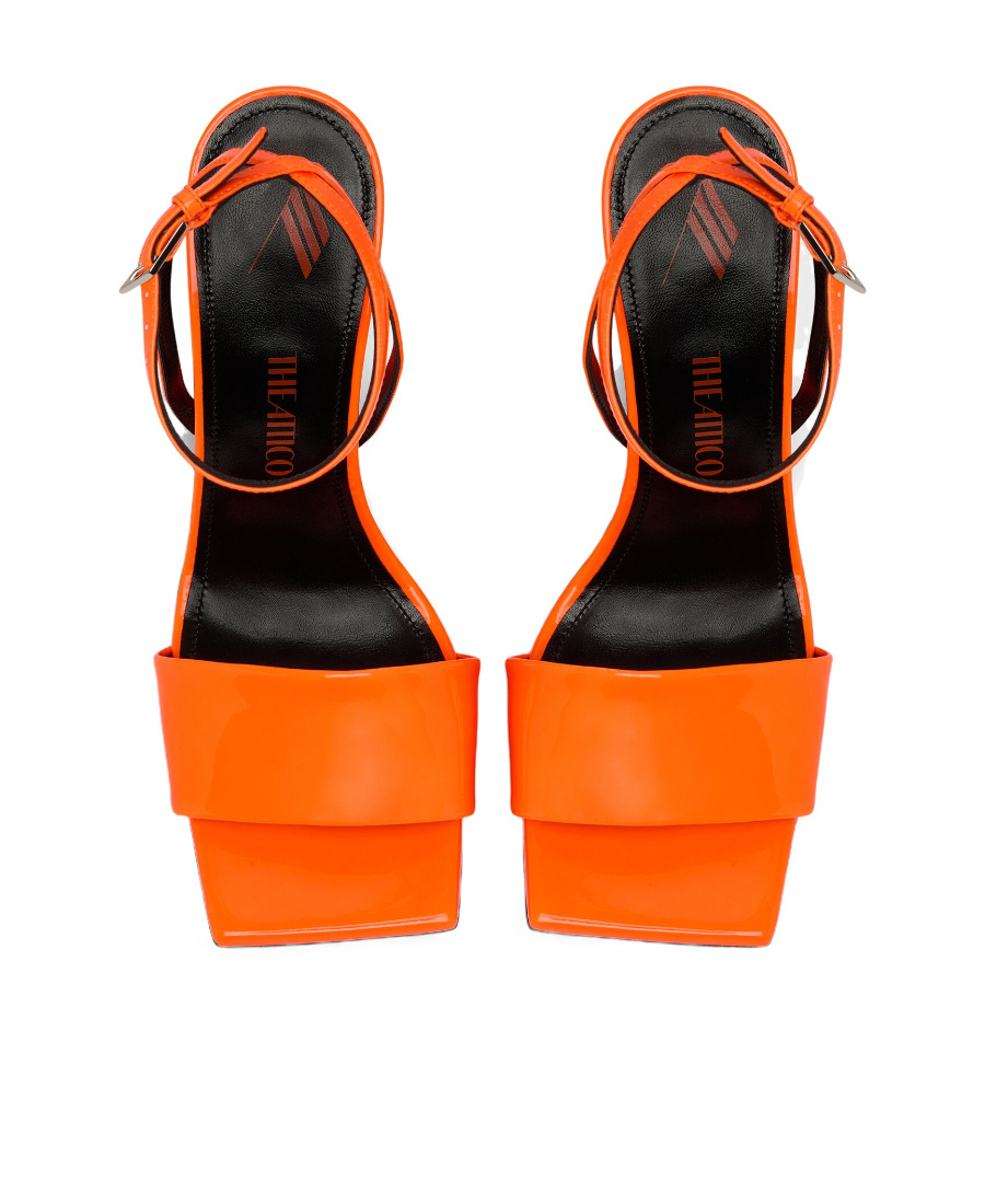 Attico Cheope Synthetic Patent Sandals In Red