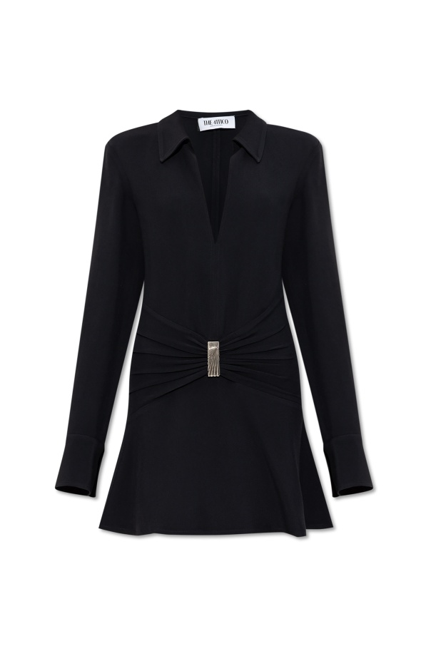 Attico Mini Dress With Deep V-neck In Black
