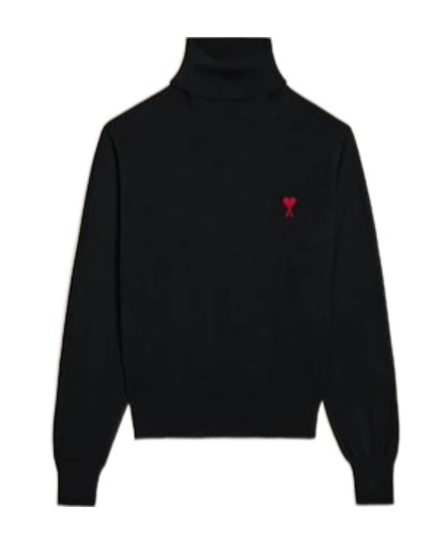 Ami Alexandre Mattiussi Ami Paris Ami De Coeur Midnight Blue Turtleneck In Black